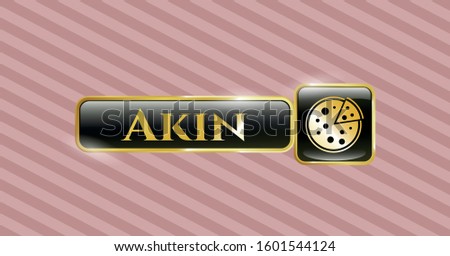  Gold badge with pizza icon and Akin text inside