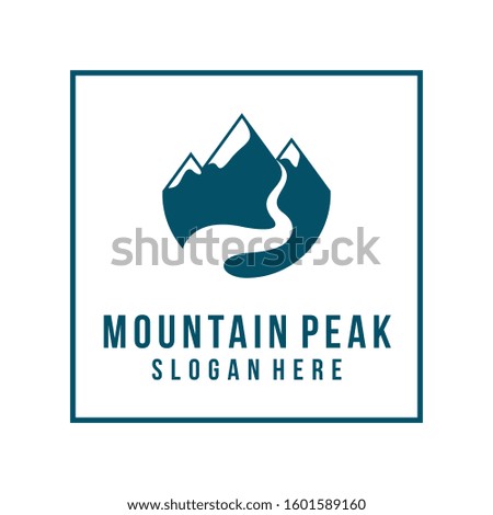 Ilustration of Mountains with river logo vector template