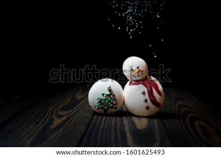little snowman and snow beautiful background