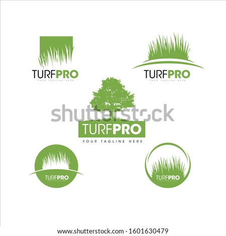 Turf Lawn And Garden Care Company Creative Design Element. Vector Grass And Tree Icon Set For Landscaping Company Royalty-Free Stock Photo #1601630479