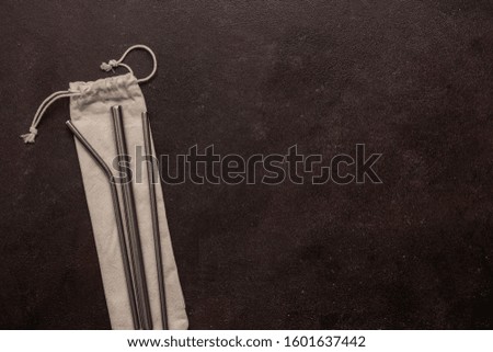 Top of view of metal straws on a bag