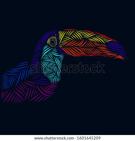 The hornbill animal line pop art portrait colorful logo design