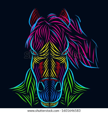 The horse animal line pop art portrait colorful logo design