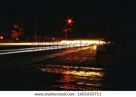 Night light trails at mysure roadside