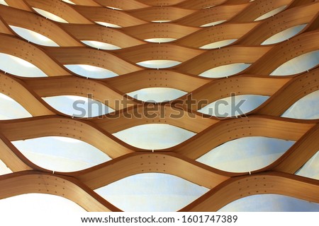 Wooden planks riveted together as a honeycomb