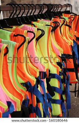 Orange life jacket on the clothes line