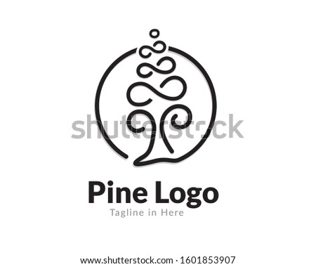 line infinity circle pine logo design inspiration