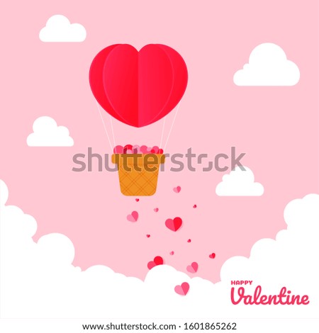 Love balloon. Heart balloon floating in the sky The idea of ​​showing love on valentines day.