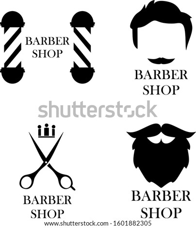 Barbershop Logo Design Set Vector