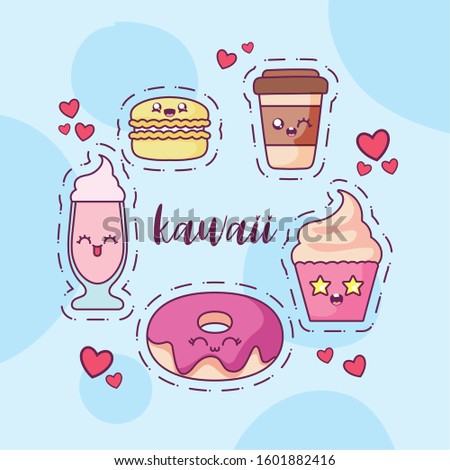 Cartoons icon set design, Kawaii expression cute character funny and emoticon theme Vector illustration