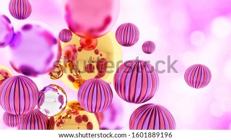 Colorful Bunch of Birthday Balloons Flying for Party and Celebrations With Space for Message Isolated in Pink Background. 3D illustration, 3D rendering