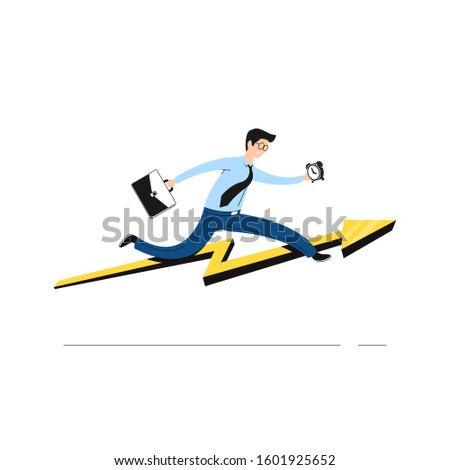 Businessman jump over the barrier graph. sport obstacle situations as a  business concept. business cartoon flat vector. 