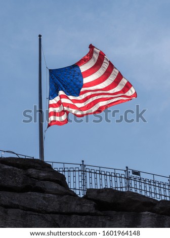 American flag over the Chimney Rocks
