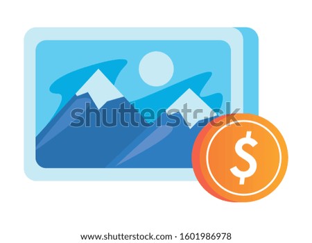 coin money dollar with picture file vector illustration design