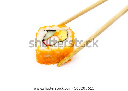 Roll sushi on white background