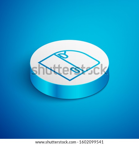 Isometric line Car door icon isolated on blue background. White circle button. Vector Illustration