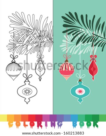 Coloring book, illustration for the children, Christmas thematic - vector illustration.