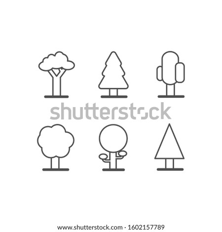set vector illustration tree solid icon line design