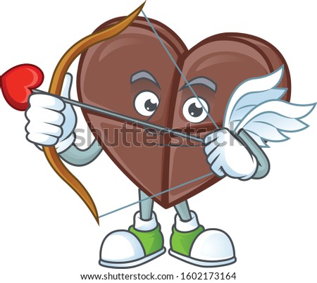 cartoon character of chocolate bar love Cupid having arrow and wings