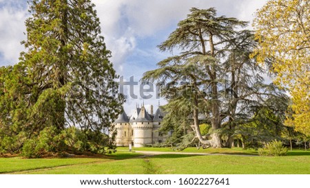 Scenic view of the beautiful Chaumont-sur-Loire castle in autumn colors in France