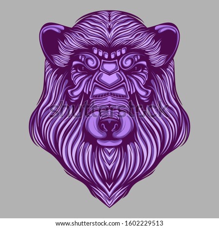 purple bear art with accessories on face