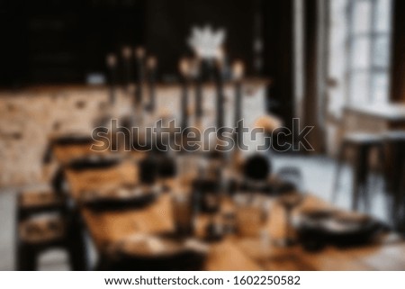 A closeup shot of the wedding dinner table with a blurred background