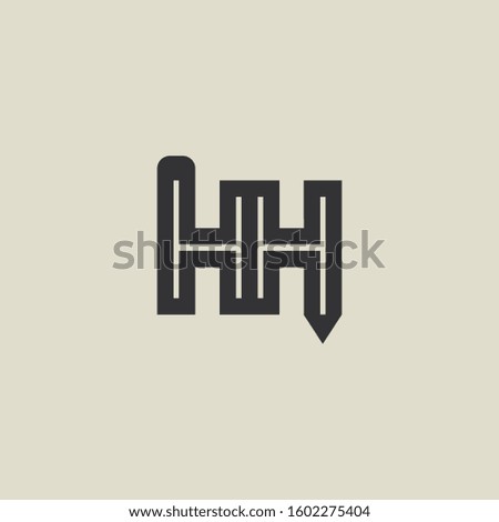 Letter HH pencil shape logo design. Link icon in flat style isolated on grey background. Graphic alphabet symbol for your corporate business identity, website, app, UI. Arts logo design inspiration.