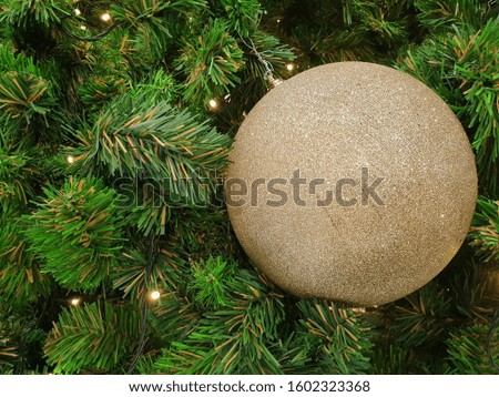 Baubles and branch of spruce tree. Merry christmas and happy new year, Festival of happiness background.