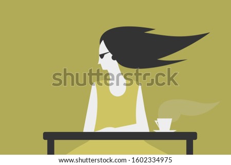 Girl relaxing with a hot coffee