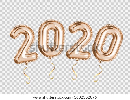 3d realistic isolated transparent vector New year gold gel balls 2020,  numbers two thousand and twenty, Happy New Year's balloon for holiday decoration template design. EPS 10