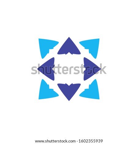 8 arrows that head to the wind directions. designed with blue as main color and cyan as sub color to show trust and natural. suitable with adventurer, social activities and others