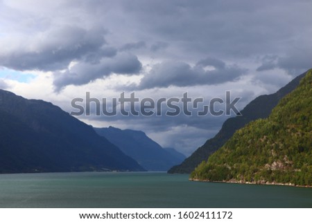A beautiful fjord on a sunny day in Norway in summer