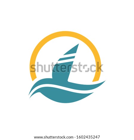 sailboat logo with circle design template