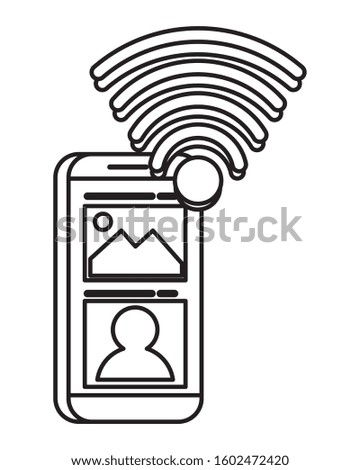 smartphone electronic device with wifi signal vector illustration design