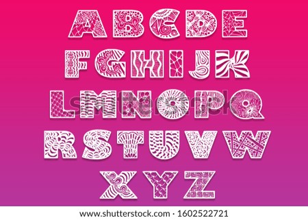 White Floral Alphabets with Gradient Background
