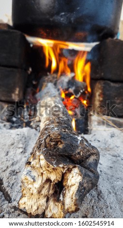 a picture of burning fire in stove 