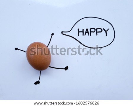 Happy Egg Character on White Background