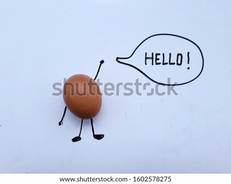 Say Hello Egg Character on white background