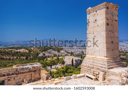 This is the Summer Landscape of Acropolis in Athens in Greece.