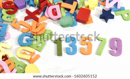 Colorful odd number on white background with shadow