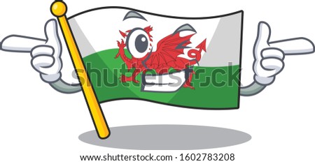Flag wales Scroll mascot cartoon design with Wink eye