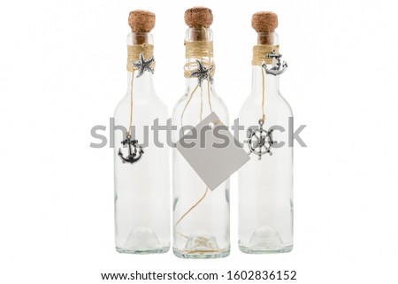 Message in a bottle scene with writable card