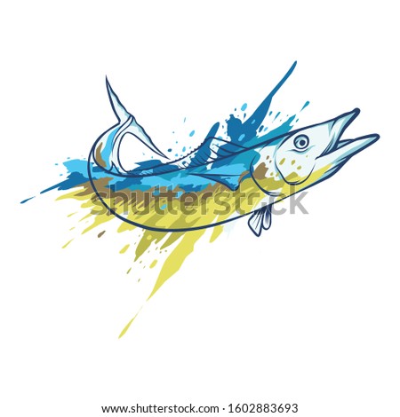 vector wahoo fish good for t-shirt or logo design