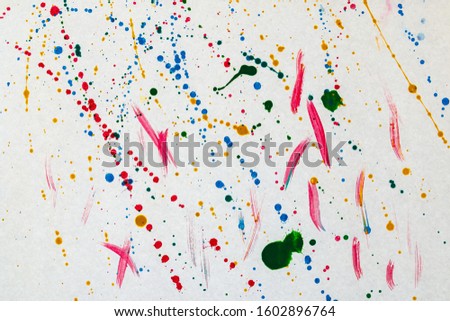 Abstract watercolor splash on white paper background ,colorful painting  with hand drawn