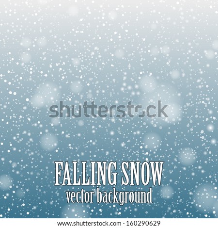 falling snow on the blue background - vector image Royalty-Free Stock Photo #160290629