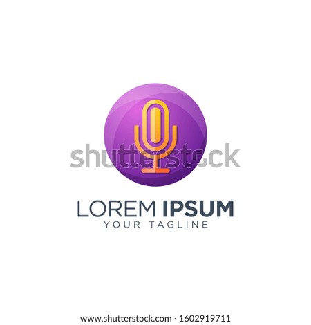 Colorful microphone logo design template