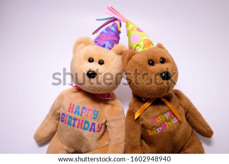 Teddy bear with birthday cap. Teddy bear for birthday gift