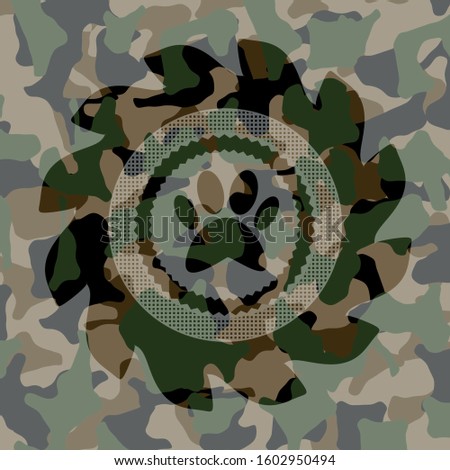 paw icon on camouflage pattern
