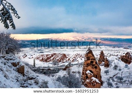 Cappadocia in winter Goreme Juchisar Turkey