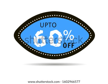 Sale up to 60 percent OFF Blue TAG Design on White Background. sale 60 %